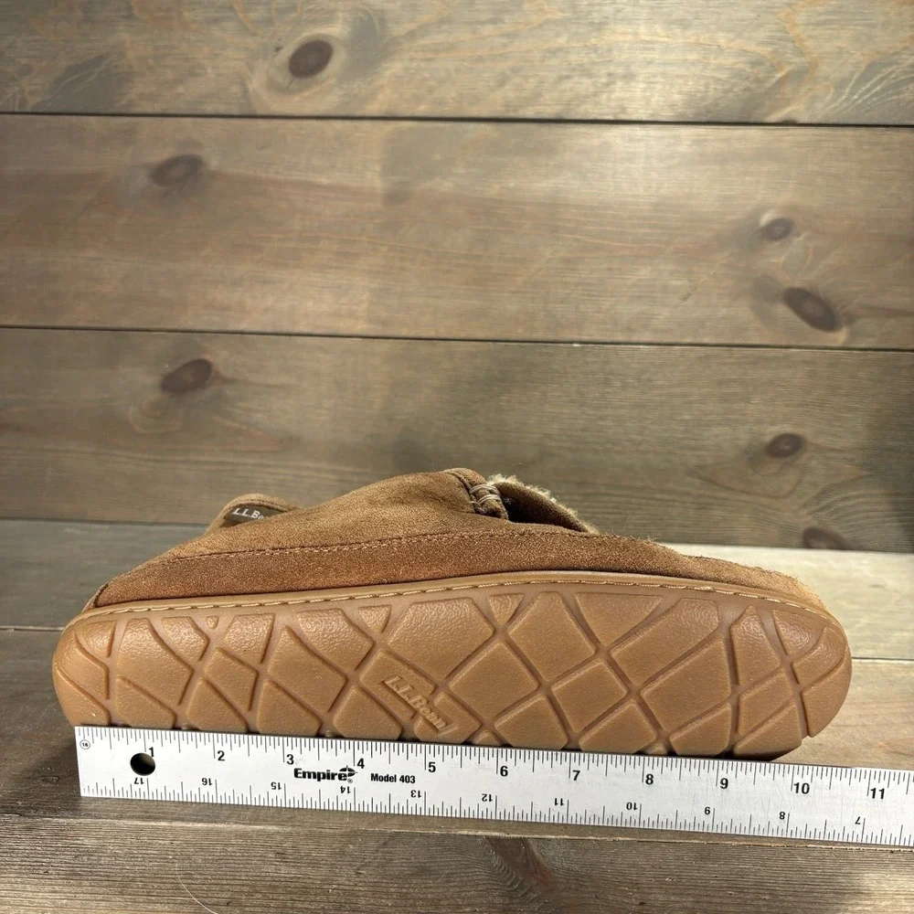 ll bean wicked good mens size 9 shoes brown suede shearling boot moc slippers